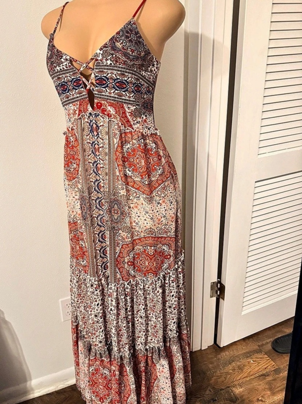 Dress in Red & White Medium Like New